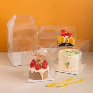 4 Inch to 6 Inch Transparent Mini Cake Box - Carrier PVC Acetate Bento Clear - Picture 1 of 9