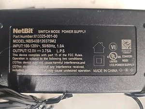 NetBit Switch Mode Power Supply 12V 3.75A Model NBS40B120375M2 - Used - Picture 1 of 3