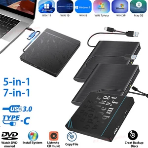 Unidad de CD DVD externa delgada USB 3.0 reproductor de discos grabadora grabadora para computadora portátil PC Mac - Imagen 1 de 35