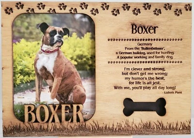 Marco de madera Boxer grabado con láser con caballete e imán Foto 1 de 4