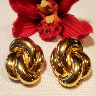 Schöne Pierre Lang Knoten Ohrclips Ohrringe Ohrclip vergoldet  / em 886 - Bild 1 von 4