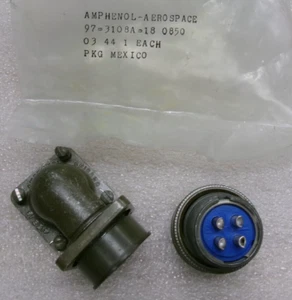 AMPHENOL AEROSPACE 97-3108A-18-10S Circular Box 90° Socket Connector 4pin #663BB - Picture 1 of 7