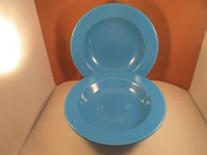 Vintage Syracuse China USA Peacock Blue Turquoise Set of 2 Soup Pasta Bowls B - Picture 1 of 9
