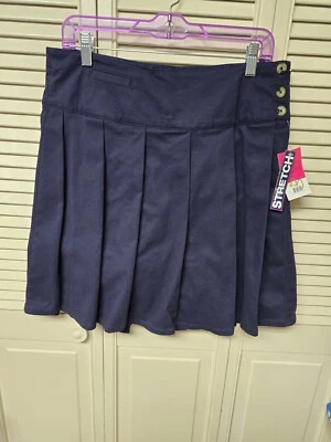 NUEVO Lee School Niña Azul Marino Plisado Falda Talla 20 Cremallera Lateral y Botones Foto 1 de 4