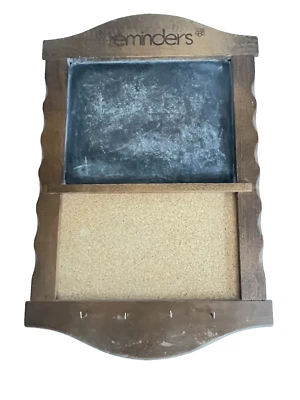 Vtg Message Chalk Board Blackboard Cork Board Key Hooks 1960s  Hi Mark Taiwan - Image 1 of 4