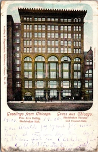 Greetings from CHICAGO, Illinois IL FINE ARTS BUILDING UDB Postcard - Picture 1 of 2