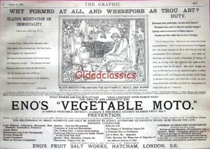 Antique 1887 Eno's VEGETABLE MOTO Medical Chemist Advert Print #2 : Original Ad - Picture 1 of 1
