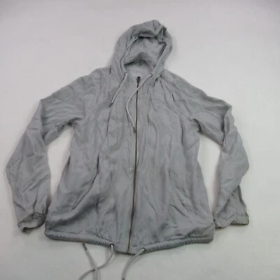 Athleta Womens Jacket Small Long Sleeve Full Zip Outdoors Lightweight Gray Hood Foto 1 de 4