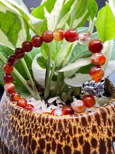 Bracciale Agata Fuoco Rosso Grado AAA | Pietra Naturale | Gioielli Guarigione Artigianali - Foto 1 di 4