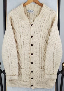 Vintage Glendalough Herren Gr. Medium handgestrickt Irland hergestellt Strickjacke Pullover Fischer - Bild 1 von 13