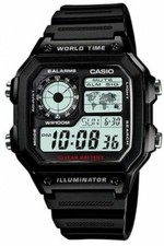 Casio Ae1200wh-1av Men Sport Digital Watch World Time 5 Alarms LED Light 100m WR