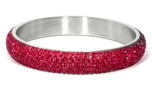 Massiver Edelstahl Armreif Silber mit Strass 1,3cm breit - Bild 1 von 4