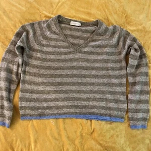 By Together Womens Sweater Size Small Beige W/Grey/Blue Stripes Pullover - Picture 1 of 7