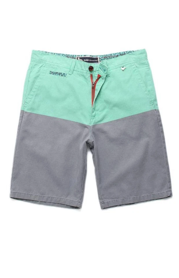 Pantalones Cortos Modernos Amusement Parker Blockhead Color Block Verde Gris Para Hombre Nuevos con Etiquetas Foto 1 de 1