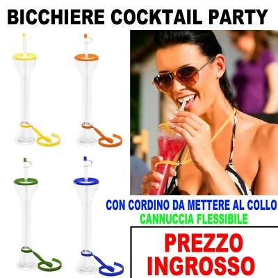 10/20/50 BICCHIERE PARTY COCKTAIL PET FESTE EVENTI CORDINO CANNUCCIA FLESSIBILE - Immagine 1 di 3