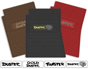 Rubber 4pc Floor Mats for 1970-1976 Plymouth Duster - Pick Year, Logo & Color - Picture 1 of 9