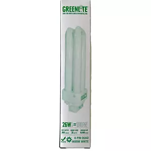 Greenlite 26W/Q/4P/35K 26W 4-Pin GX24q-3 Quad Tube 3500K CFL 100W Equal - Picture 1 of 6