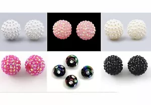 8St. Resin Beeren Strass Acryl Perlen 14-16mm Resin Rhinestone Beads - Bild 1 von 7