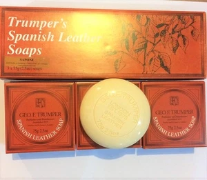 GEO.F.TRUMPER 3X75G COLLECTIONS PERFUMER HAIRDRESSER SPANISH LEATHER VINTAGE