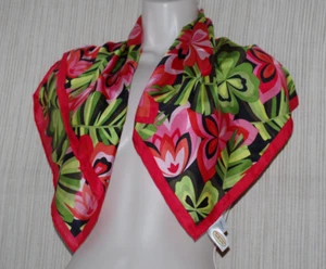 Talbots Silk Orange Green Floral Scarf 26"x 26" - Picture 1 of 4
