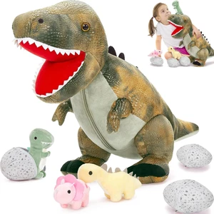 Dinosaurier Stofftiere Set, 23,6 Zoll großes Stofftier Dinosaurier Mama + 3 Baby Dino Spielzeug - Bild 1 von 11