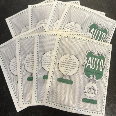 LOTE 8 Certificados de Repuesto de Seguro de Auto Juego de Vida 1960 Milton Bradley Foto 1 de 2