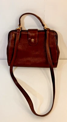 Vintage Etienne Aigner Burgundy Crossbody Hinged Purse Hand Bag - Image 1 of 4