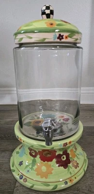 Dispensador de bebidas con dispensador de vidrio y soporte de pedestal de cerámica Foto 1 de 4