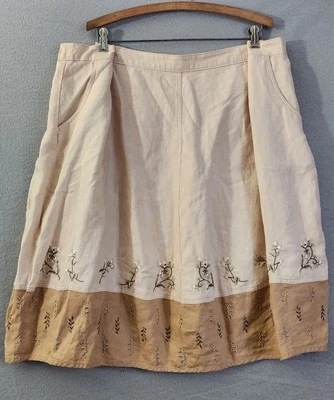 NUEVO CON ETIQUETAS J.JILL 28W Falda Bordada de Lino Crema Brulee Talla Grande Cottagecore Foto 1 de 4