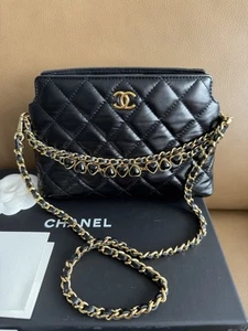 100% Authentic Chanel Quilted Bag Clutch New Receipt - Picture 1 of 21