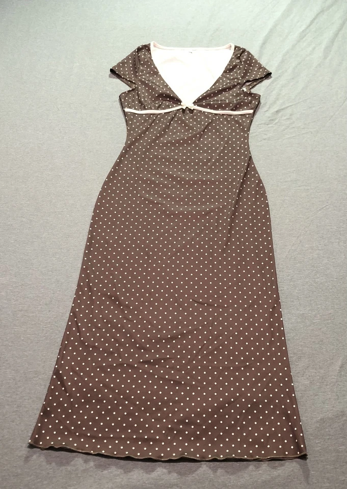 Maxi Vestido Mujer Pequeño Lunares Femenino Ditzy Años 90 Indie Oficina Ocasión Marrón Foto 1 de 4