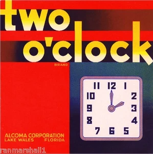 Impresión artística de etiqueta de caja de cítricos naranja a dos en punto Lake Wales Florida - Imagen 1 de 1