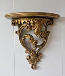 2er Set Syroco Wandregal Gold Hollywood Regency MCM USA 3507 Vintage Scroll - Bild 1 von 6