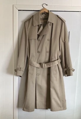 Vtg Mens Silver Cloud 40R Khaki Double Breasted Trench Coat Thermo Zip-In Liner - Image 1 of 4