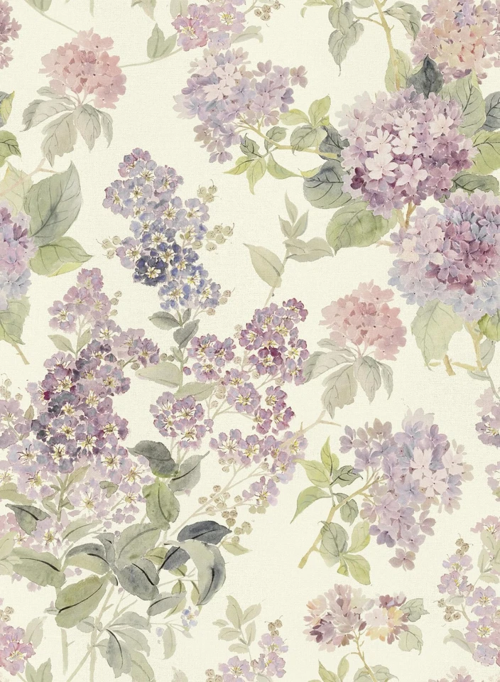 Floral Peel and Stick Wallpaper Removable Pink Purple Lilac Flower Wallpaper - Image 1 of 4