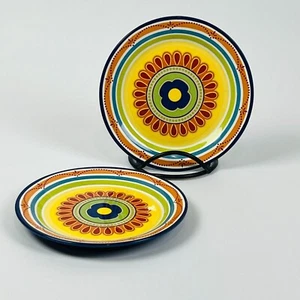 Pier 1 Set of 2 Ironstone Mexicali Salad Dessert Plate 8 3/4" - Picture 1 of 7