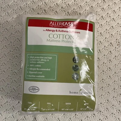 Protector de colchón con cremallera para alivio de alergias 100 % algodón Allerease, King NUEVO Foto 1 de 4