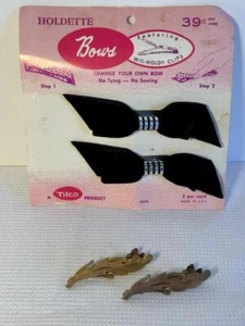 Lot Vintage HAIR Accessories BARRETTES Wil-Hold CLIPS HOLDETTE Bows Gold toned - Picture 1 of 6