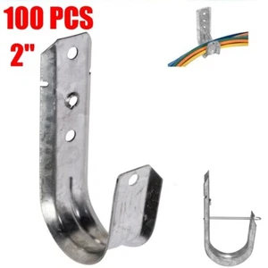 100 Piezas Gancho J de 2" Montaje en Pared Suspensión Red CAT6/5e Gestión de Cables con Clip - Imagen 1 de 4