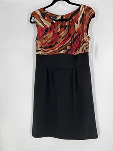 AB STUDIO women sheath dress NWT size 8 black w/geo print career wear sleeveless - Picture 1 of 13