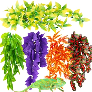 5Pieces Artificial Reptile Plants Lifelike Reptiles Terrarium Leaves Plastic Rep - Picture 1 of 7