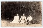 1908 Women Man Baby Hat Sand Lake Side Geneva Ohio OH RPPC Photo Posted Postcard