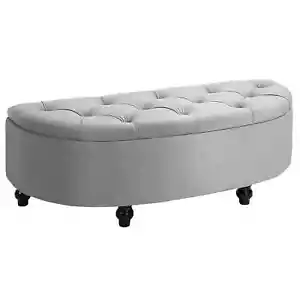 Semi-Circle Bed End Bench Ottoman with Storage Tufted Upholstered Accent Seat - Picture 1 of 12