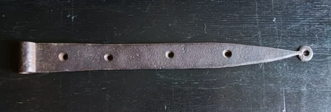 ANTIQUE Primitive 20" HAND FORGED IRON BARN DOOR STRAP HINGE c.1840 Cover
