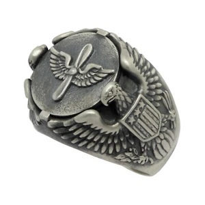 Requisite und Flügel Armee Luftwaffe Sterlingsilber Adler Biker Herren Ring - Bild 1 von 12