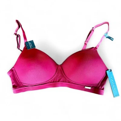 Sujetador Tahari 36B Ligeramente Acolchado Rojo Ruibarbo Tejido Acanalado Nuevo con Etiquetas Foto 1 de 4