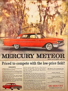 1960 Red Mercury '61 Meteor 800 Print Ad Whitewalls Coastal South Landscape - Picture 1 of 6
