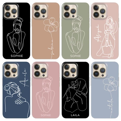 Personalised Case iPhone 12 Xr 11 Pro Xs Max Se Name Girl Abstract Hard Cover - Image 1 of 4