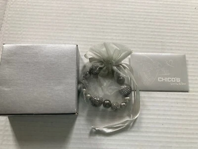 Chico's Silver Gray Stretch Bracelet jk208 - Image 1 of 2