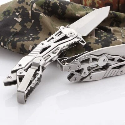 Portable folding outdoor camping hunting survival rescue combat defense tool - Image 1 of 4